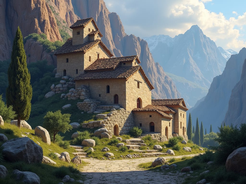 The-ancient-Geghard-Monastery-nestled-in-the-mountains